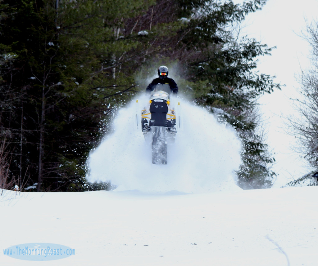 Getting swallowed by a cloud of powder.