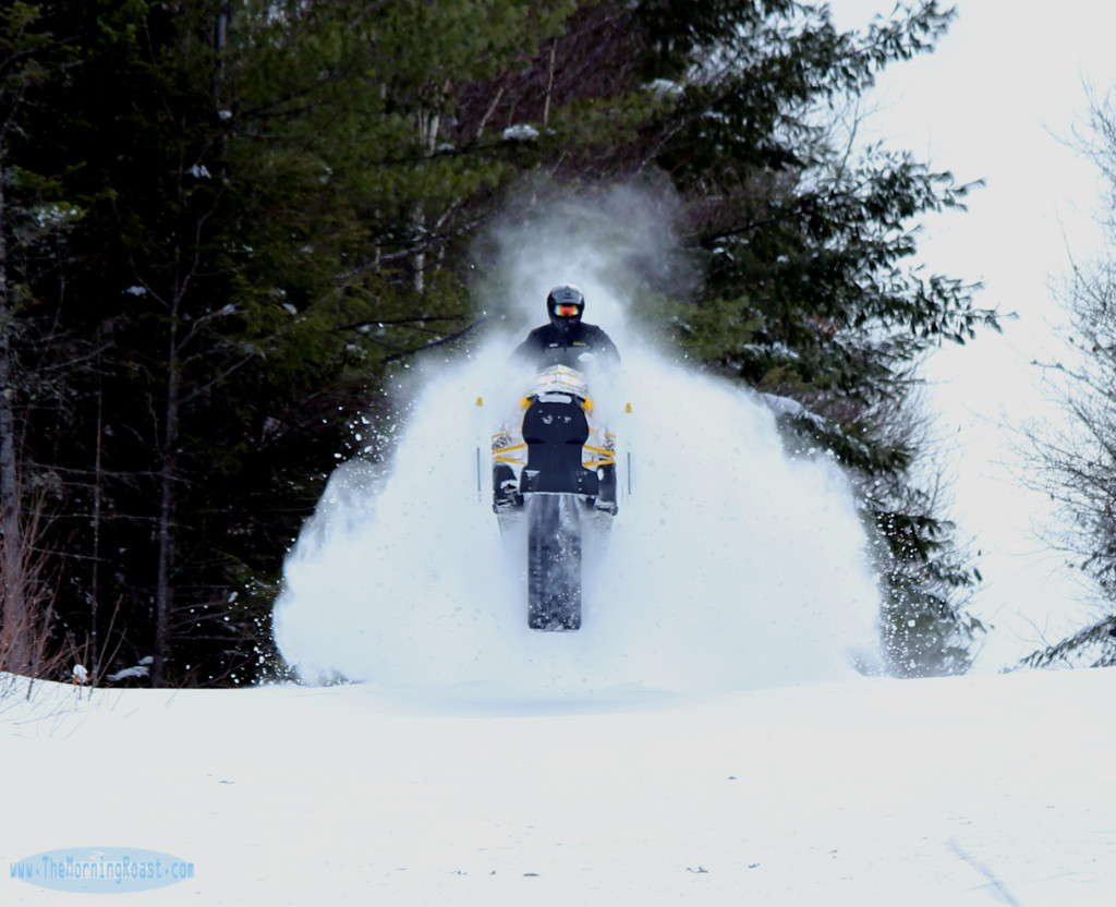 Getting swallowed by a cloud of powder.