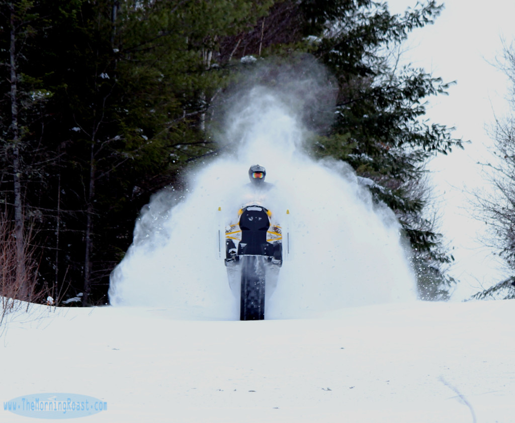 Getting swallowed by a cloud of powder.