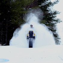 Getting swallowed by a cloud of powder.